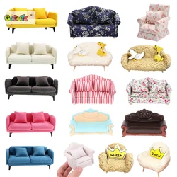 1:12 Dollhouse Mini Double Sofa Cushion Chair Model Miniature Living Room Furniture Decorative Accessories Doll House Decor