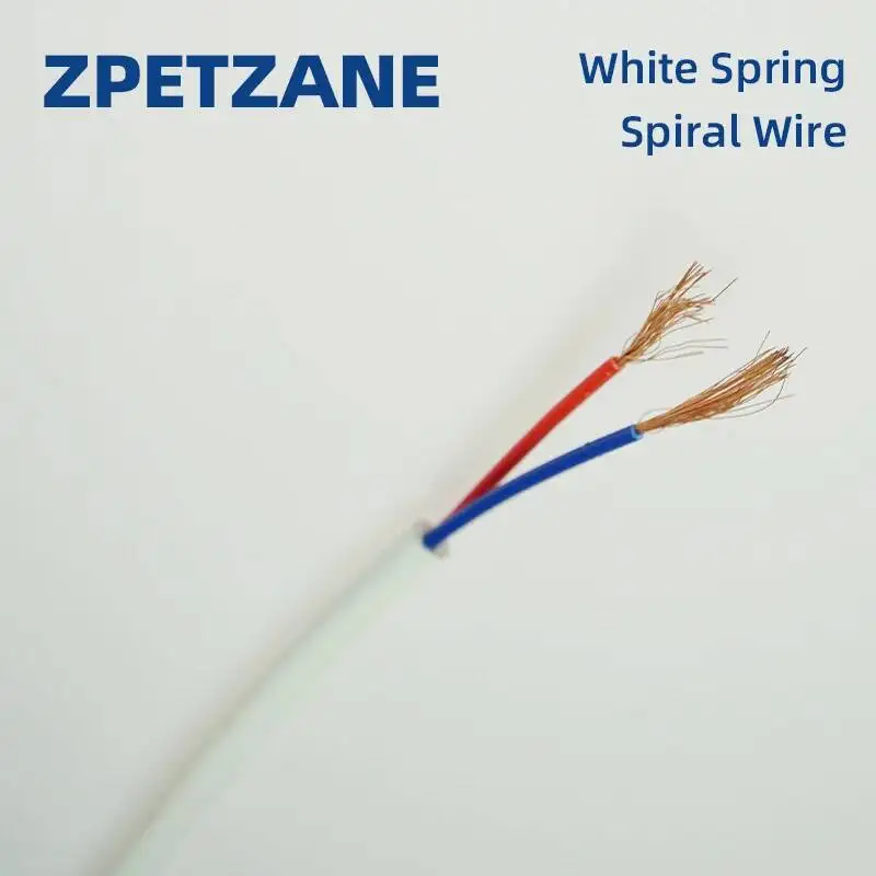 White PU Spiral Spring Cable Copper 2/3 Cores Pins 0.3/0.75/1.5/2.5m2 Telescopic Power Cord Scalable Electrical Wire