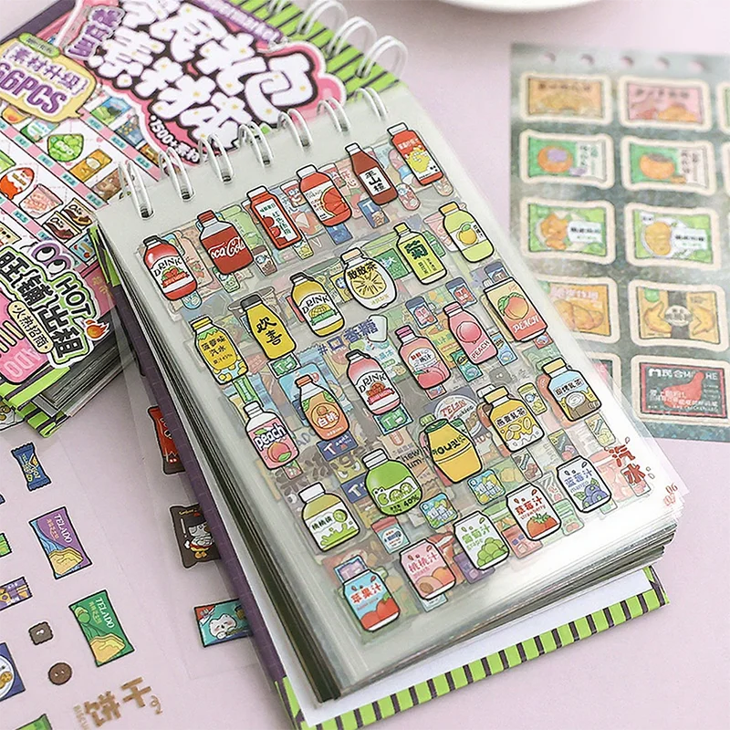 كتاب ملصقات مادة الوجبات الخفيفة الورقية 66 ورقة/عبوة أسماء المطبخ الصيني كتاب المواد المصورة كتيب المنزل ديكور ذاتي الصنع #5