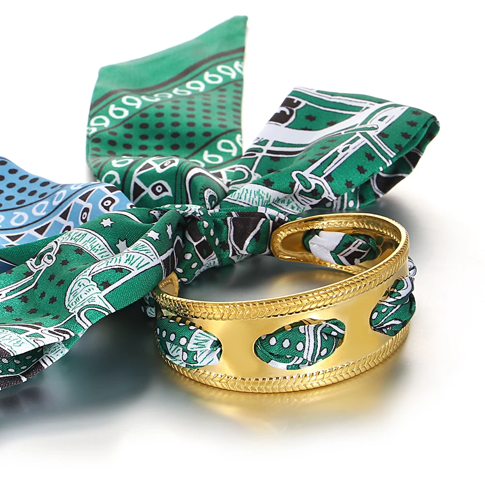 Greatera breites Weizenohr, ausgehöhltes grünes Band, handgefertigtes Schleife-Armband, abnehmbarer Nischen-Design-Frauen-Armreif, Schmuck