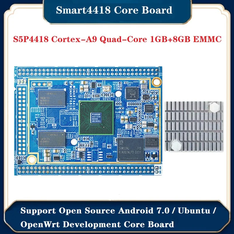 Smart4418 Core Board+Heat Sink S5P4418 Quad Core 1+8G EMMC Gigabit LAN Open Source Android 7.0/Ubuntu/Openwrt Core Board