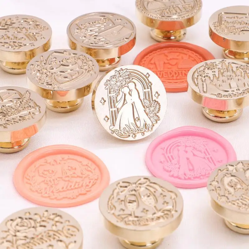 1PCS Stamps Head Seal Wax Seal Stamp Retro Brass Seal Flower Scrapbooking Stamps Craft DIY Wedding Decoration Invitation