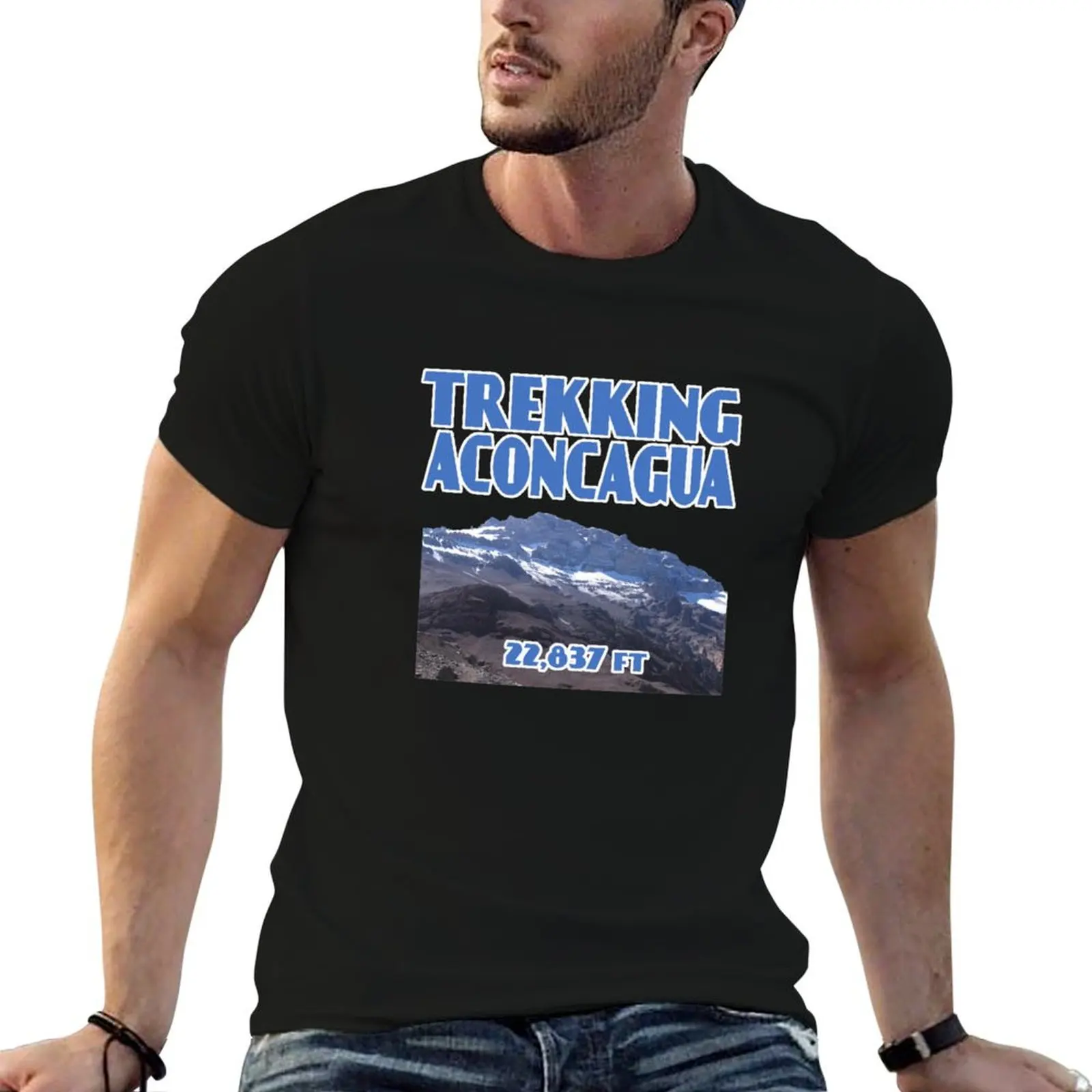 Camiseta Trekking Aconcagua Mountain, Agentina, camisetas de algodón para hombre, camiseta 100% algodón, camisetas 100% anime para hombre