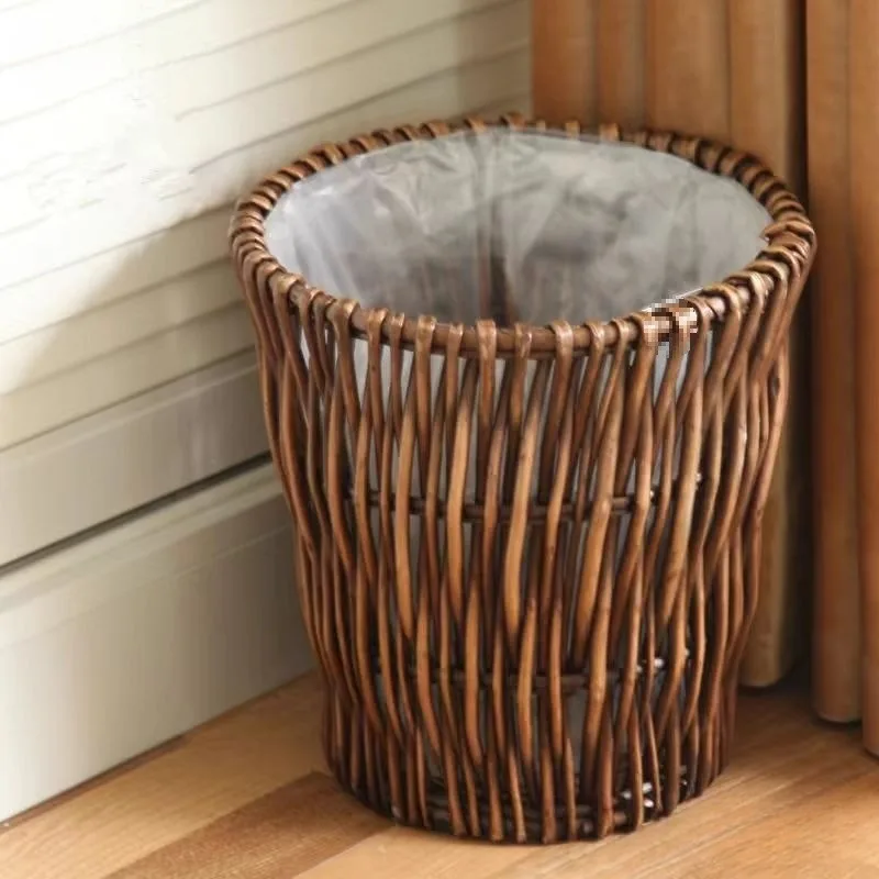 

Rattan Trash Can Household Creative Living Room Bathroom Storage Bucket Papelera Pequeña Baño Ведро Прямоугольное Accessories