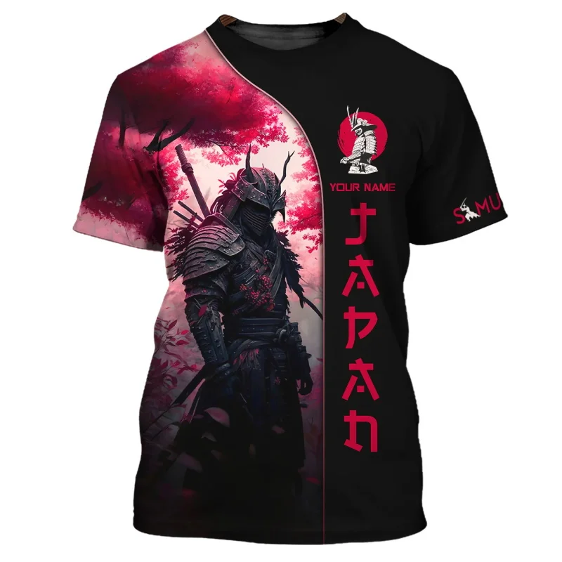 Custom Name Japan Samurai Graphic T-shirt For Men 3D Full Printed Short Sleeve Samurai Tee Shirts Tops Gift For Samurai Lovers