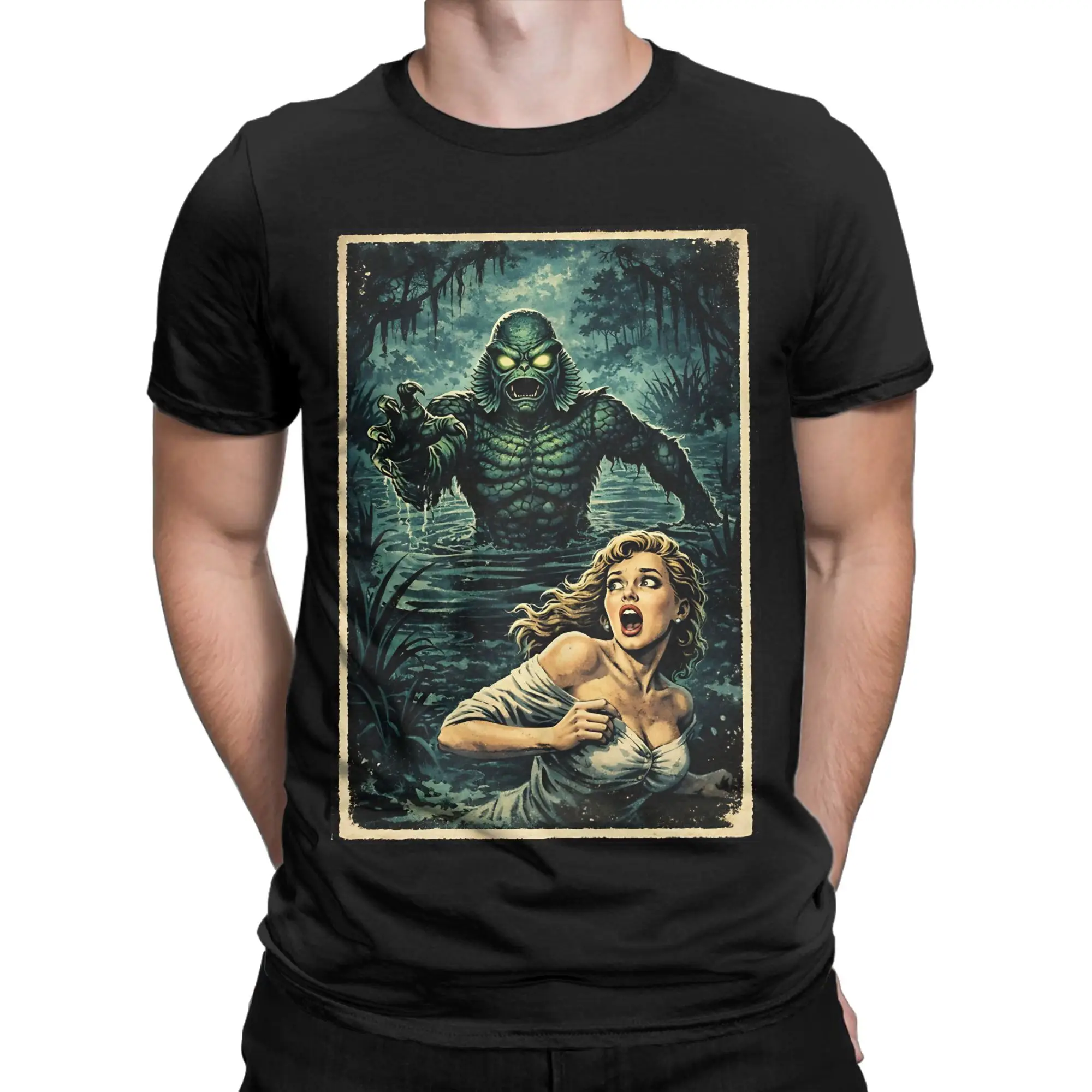 cCreature From Black Lagoon Terror Swamp Graphic Funny 100% Cotton T-Shirt cCreature from the Black Lagoon Tees Tops For Men
