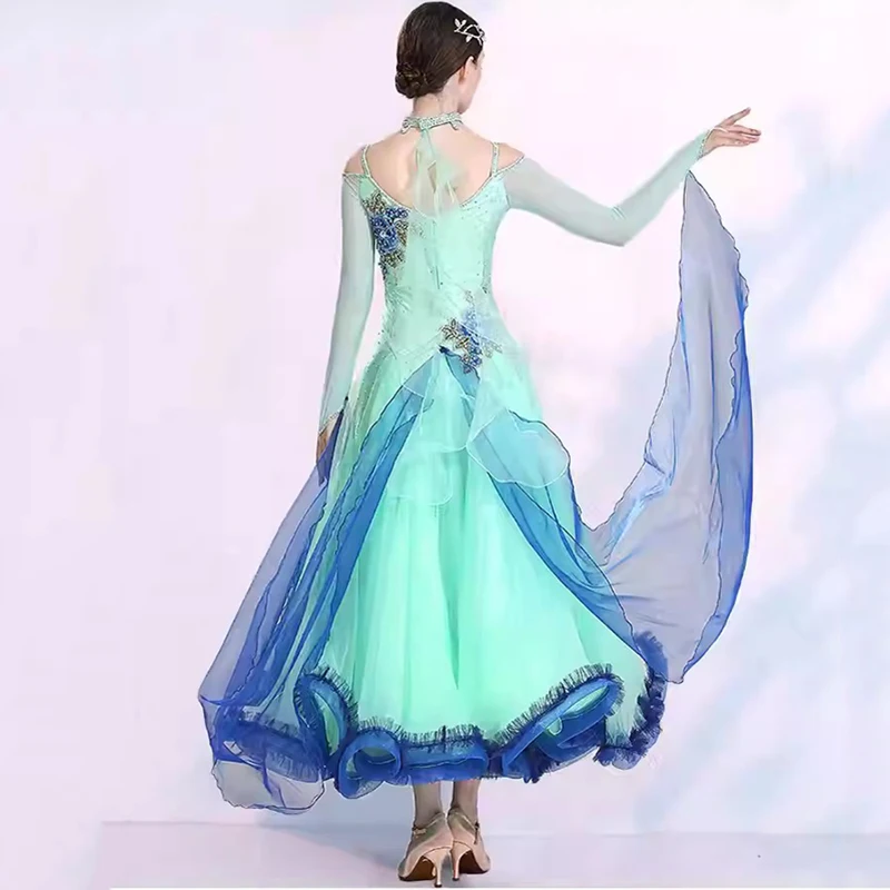 Customized 2024 New Ballroom Dance Competition Dresses  Women Standard Modern Dance Dress Big Swing  Waltz Dancewear Costumes