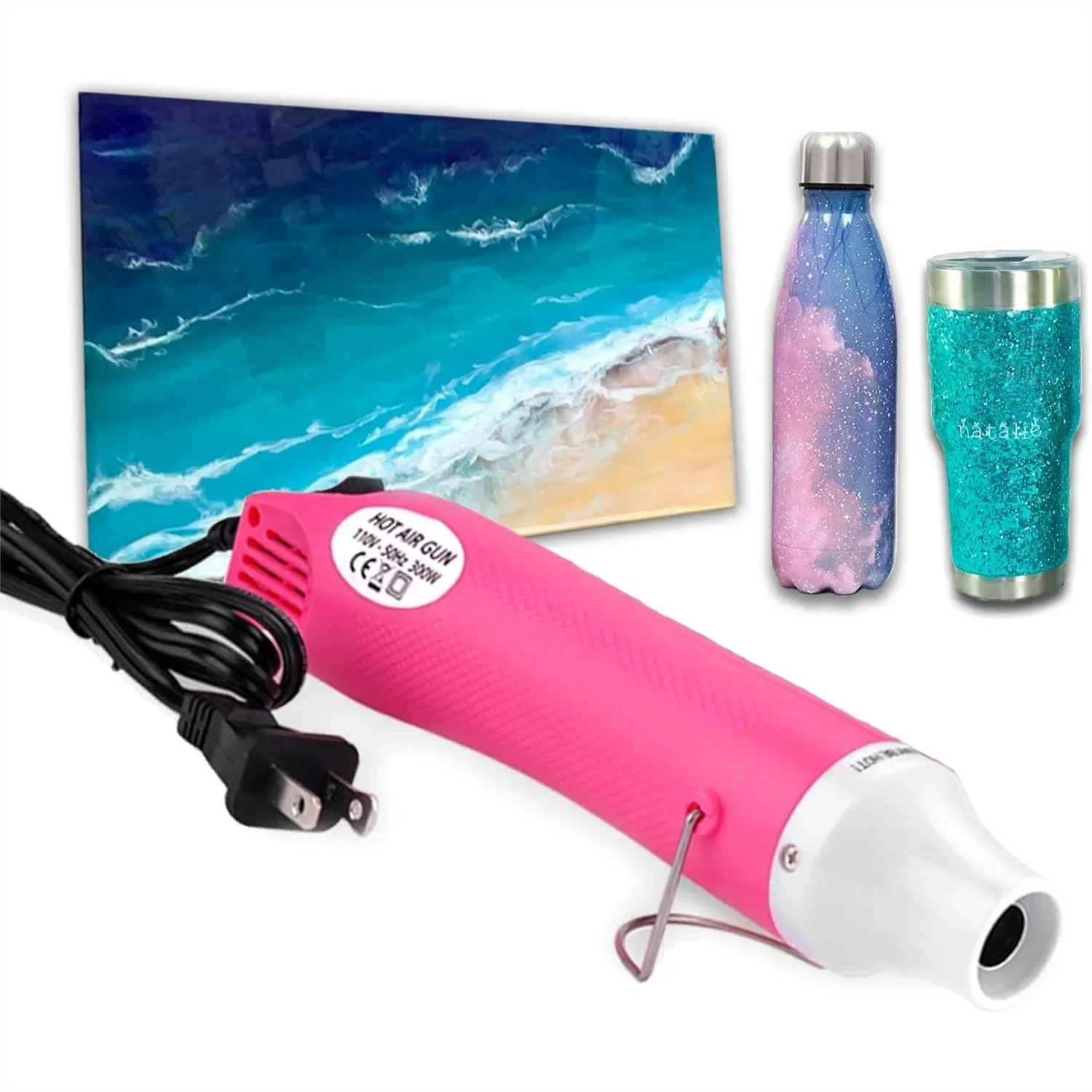 

Heat Gun for Epoxy Resin Bubble Remover, DIY Craft Hot Air Gun with Stand for Glitter Tumblers, Acrylic Art, Jewelry Making