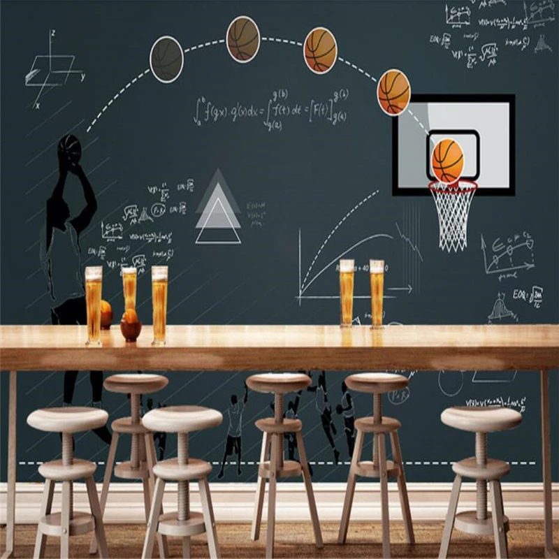 Basketball Blackboard Function 3D Restaurant Bar Wall Paper Gym School Industrial Decor Mural Wallpapers Papel De Parede 3d