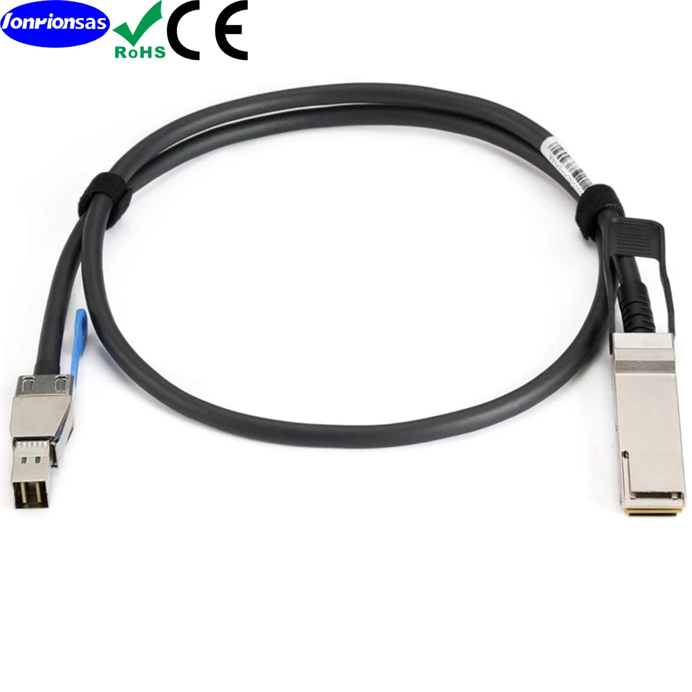 LONRIONSAS # Внешний Mini SAS HD SFF-8644 to QSFP(SFF-8436) гибридный Кабель SAS, 30AWG, 100-Ohm