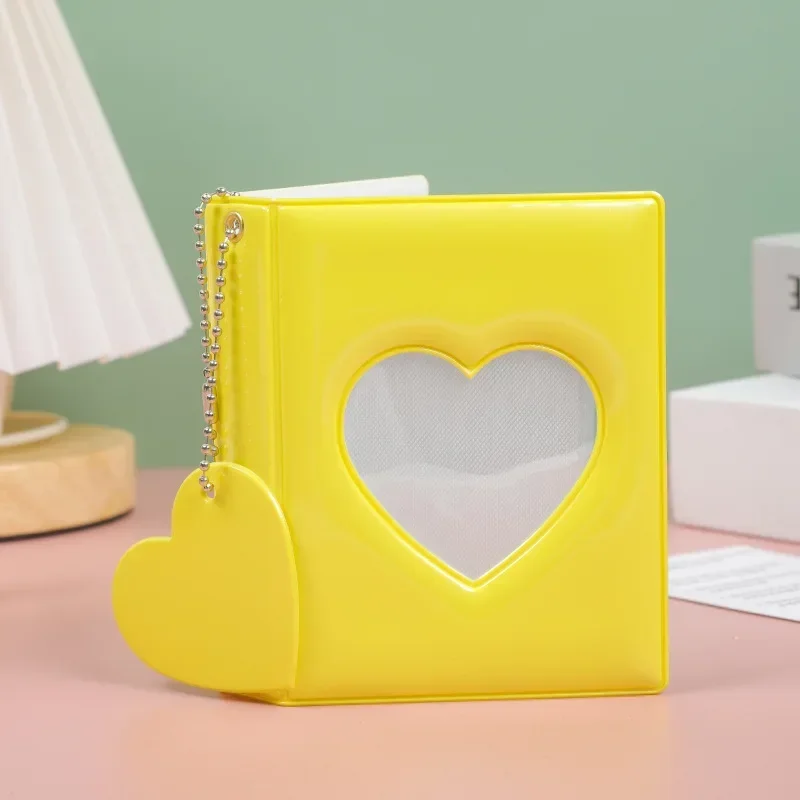 Neues 3-Zoll-Fotoalbum in Uni-Farbe mit Herzanhänger, Photocard-Halter für Kpop-Idol-Karten, Sammelalbum, Polaroid-Album – Detail 3