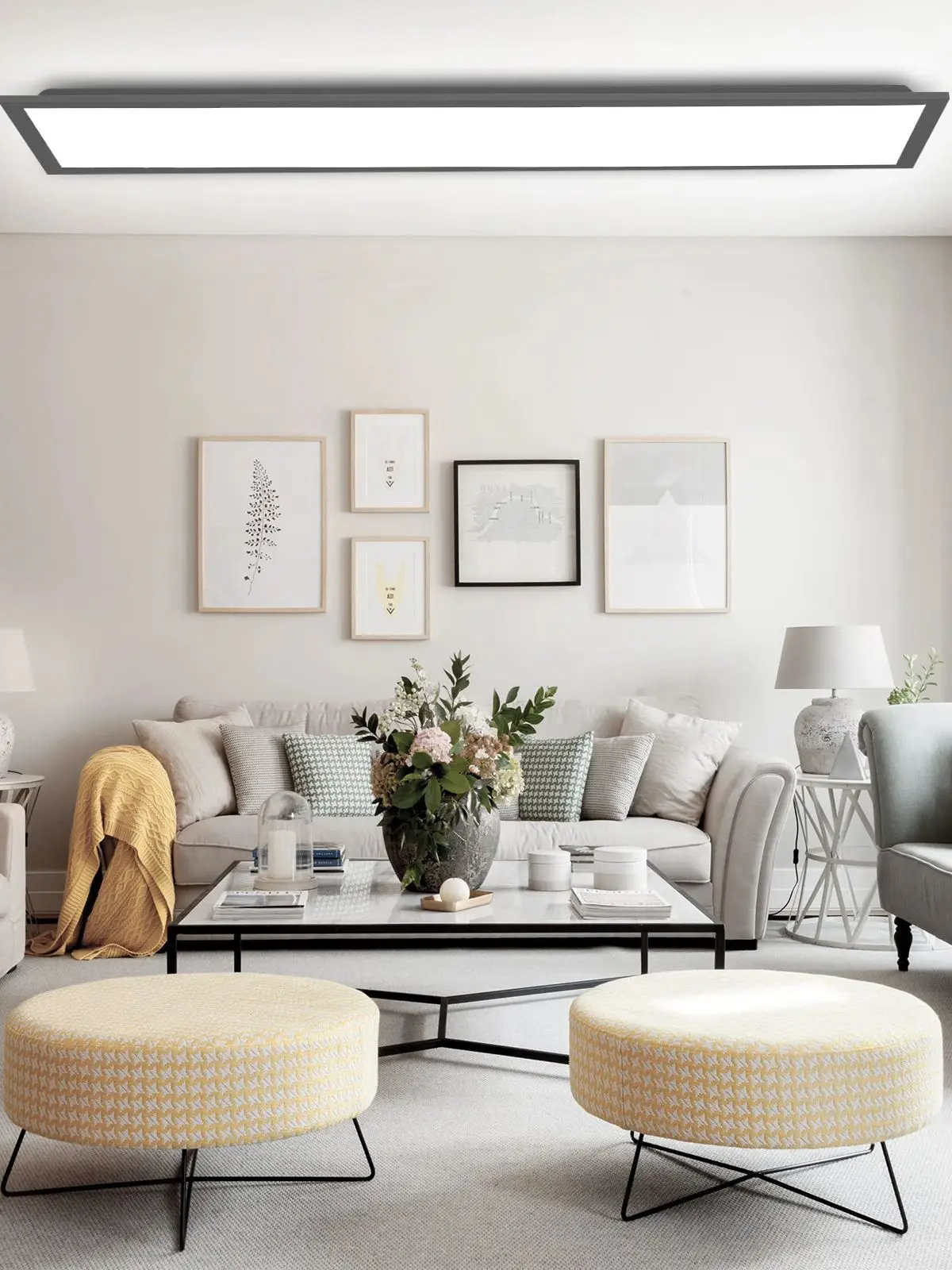 Schwarzes LED-Deckenpaneel 120cm, 40W 4400LM Moderne Leuchte mit Fernbedienung, 4000K Neutralweißes Licht für Küche Schlafzimmer Büro
