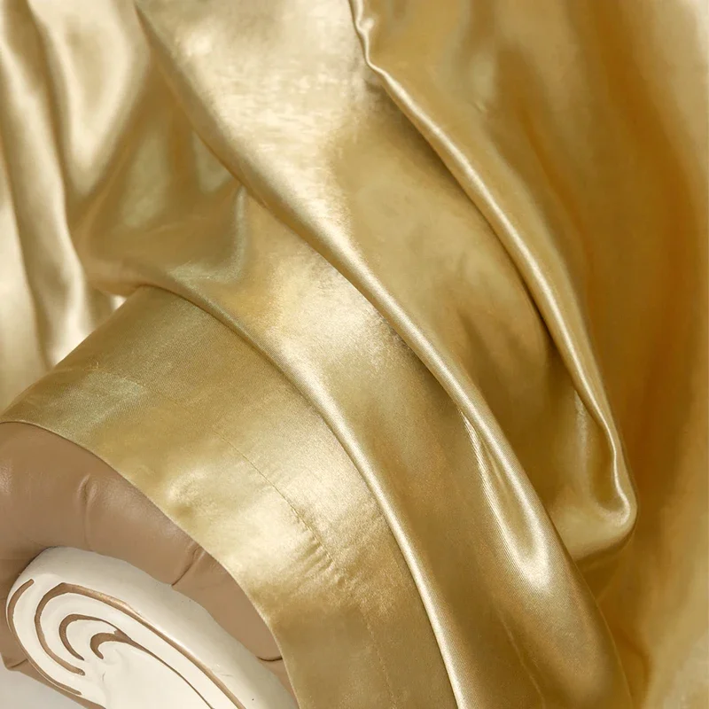 European Gold Curtains for Living Room Bedroom Simple Solid Soft Cashmere Cloth Blackout Valance Yarn Tulle Custom Size