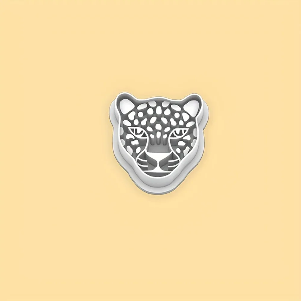 Leopard Head Cookie Cutter Bohemian Animal Mold with Intricate Hollow Details for Summer Jungle Themed Parties & Fondant Crafts