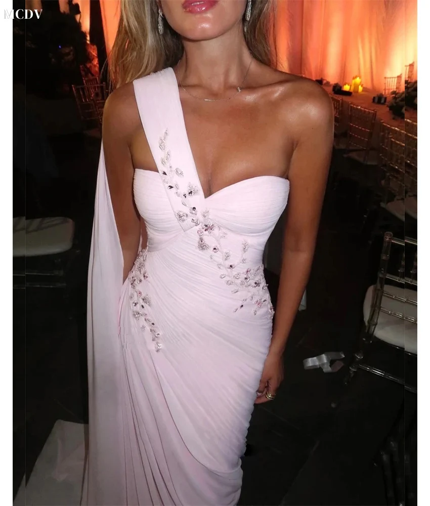 تخصيص عالية الجودة جيرسي مستقيم واحد الكتف مطرزة الديكور كريستال مساء اللباس مثير الحبيب فساتين المشاهير #3