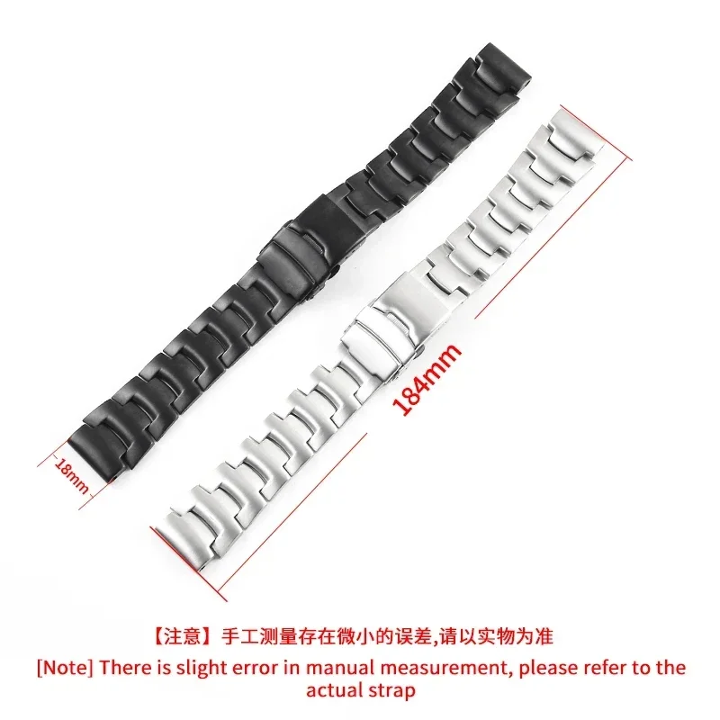 Wear-resistant 18 Black Steel Watchband for Casio PRG-260/270 PRW-3500/2000/5000/5100 Folding Buckle Concave Interface Bracelet