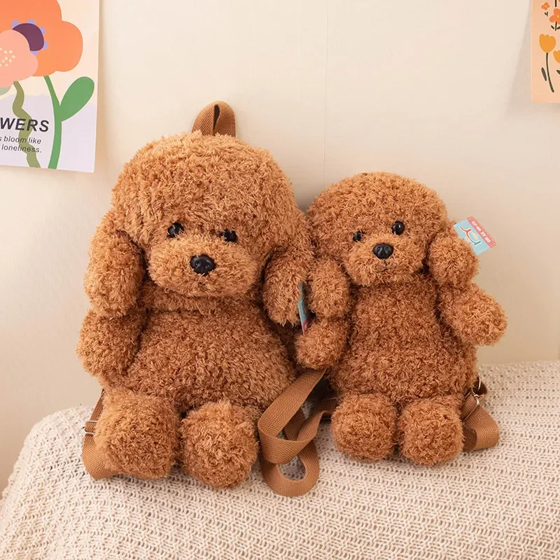 Sac à Dos Marron en Peluche pour Chien, Animal, Chiot, Fille, Épaule, Cartable d'Étudiant, Jouets pour Garçon