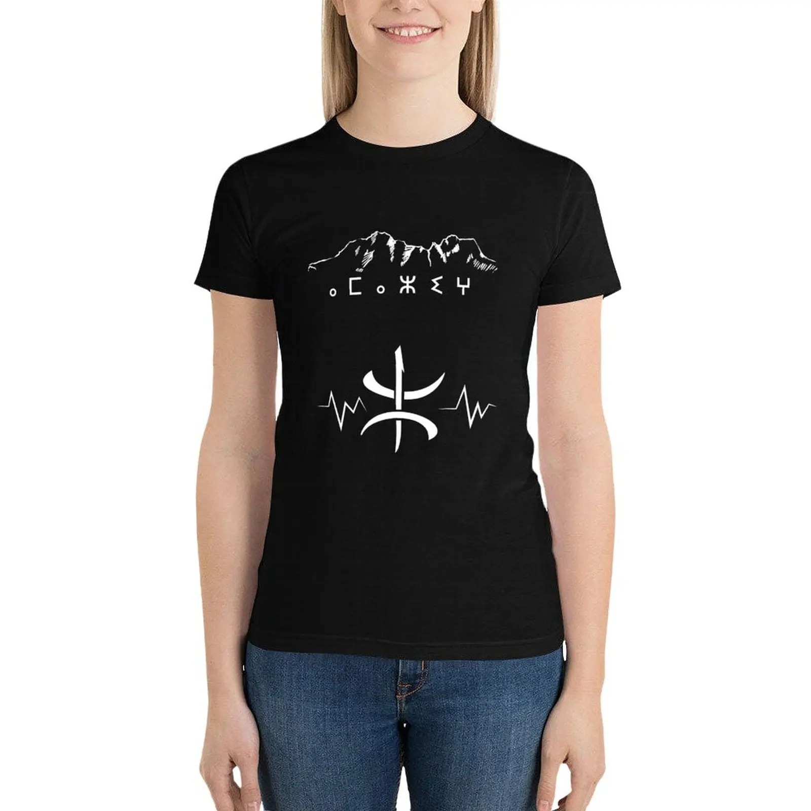 

amazigh symbole en tifinagh, amazigh style T-Shirt Short sleeve tee summer tops summer clothes for Women