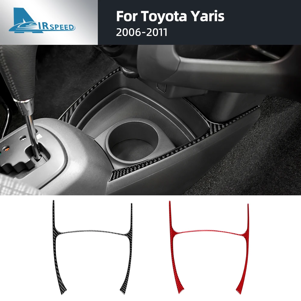 For Toyota Yaris 2006 2007 2008 2009 2010 2011 Real Soft Carbon Fiber Sticker LHD RHD Car Gear Storage Frame Accessories