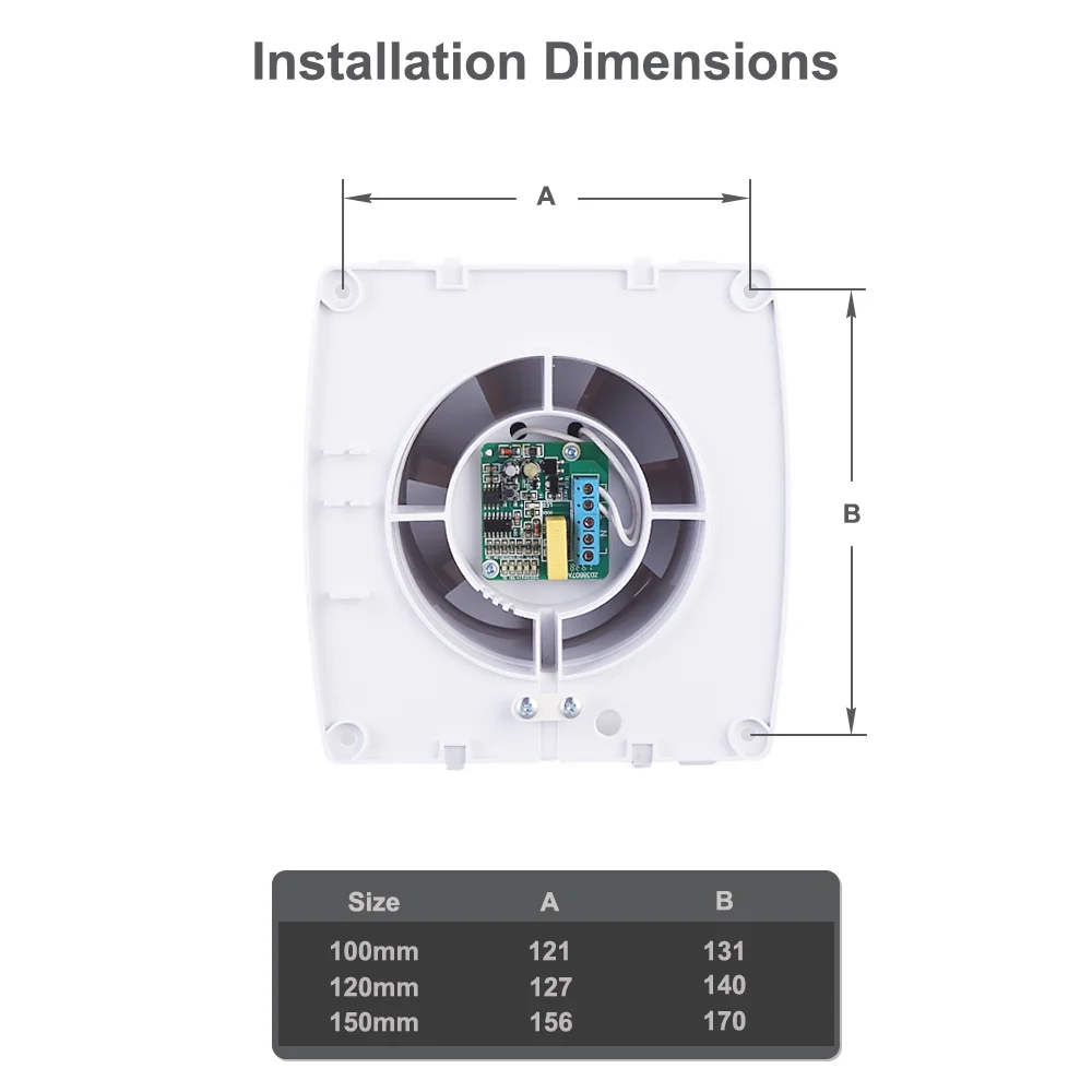 Канал 220 В, 4 дюйма, 100 мм, двигатель с шарикоподшипником, декоративный вентилятор, вытяжной вентилятор для ванной комнаты с таймером, задний клапан