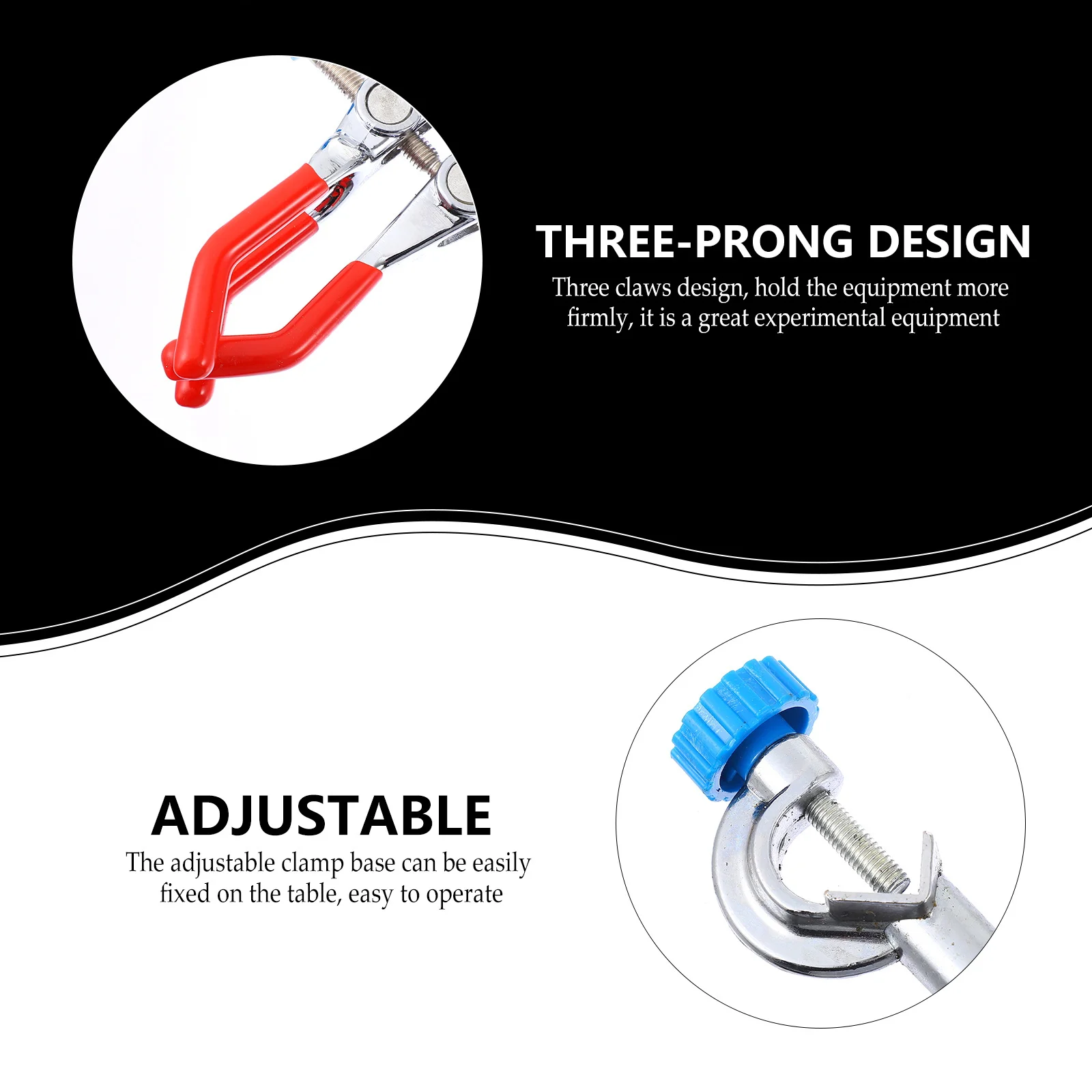 Pcs 실험실용 3프롱 클램프 조절 가능한 3조 클램프 실험 장비 홀더 화상 방지 도구 교육용