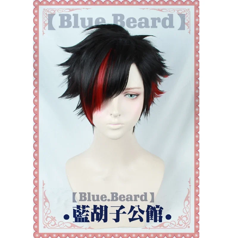 Anime Nagumo Tetora Cosplay Wigs Short Black Mixed Red Synthetic Halloween Party Costume Wigs Wig Cap