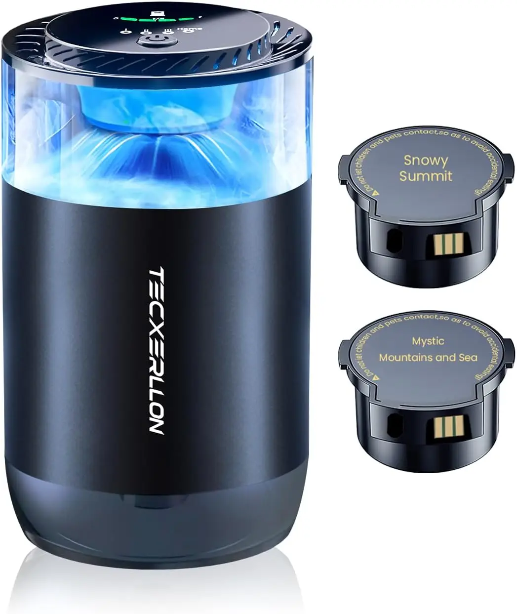 Smart Car Air Freshener with USB-C Charging, Auto On/Off, 1600 Sprays, Ambient Light & 2 Scents