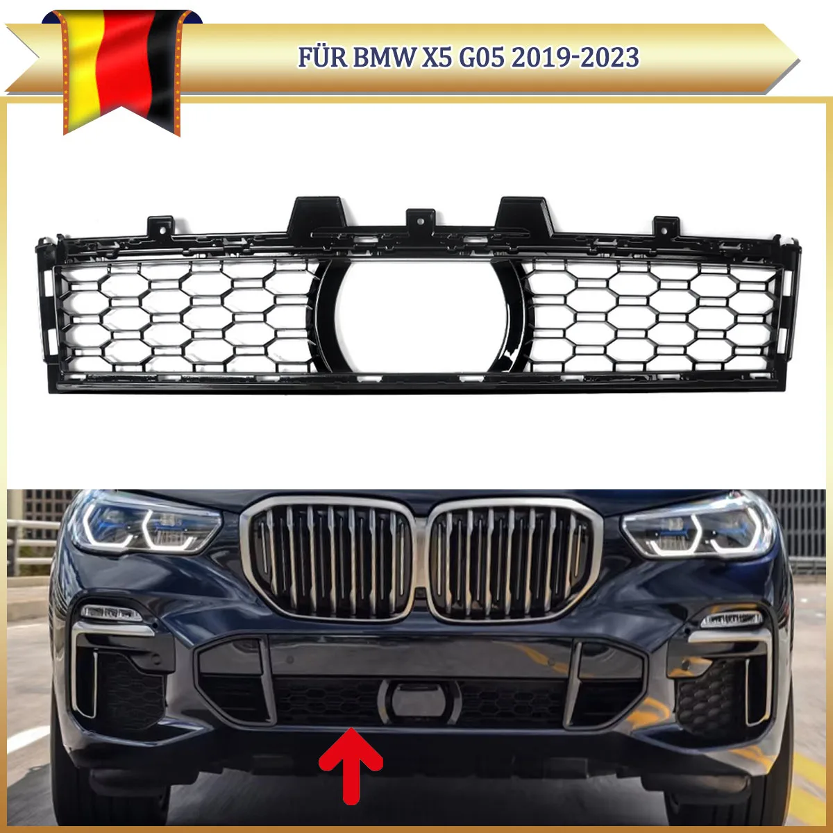 

Front Lower Bumper Grille for BMW X5 G05 M Sport 2019 2020 2021 2022 2023 Replace for 51118069211 30d 40d 25d M50i Centre Grill