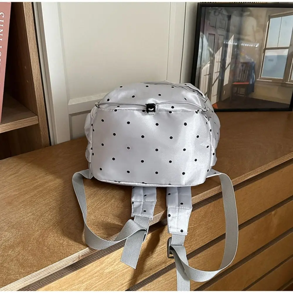 Sweet Polka Dot Backpack Millennial Style Y2k Nylon Drawstring Rucksack Large Capacity Minimalist Student School Bag Outdoor Use