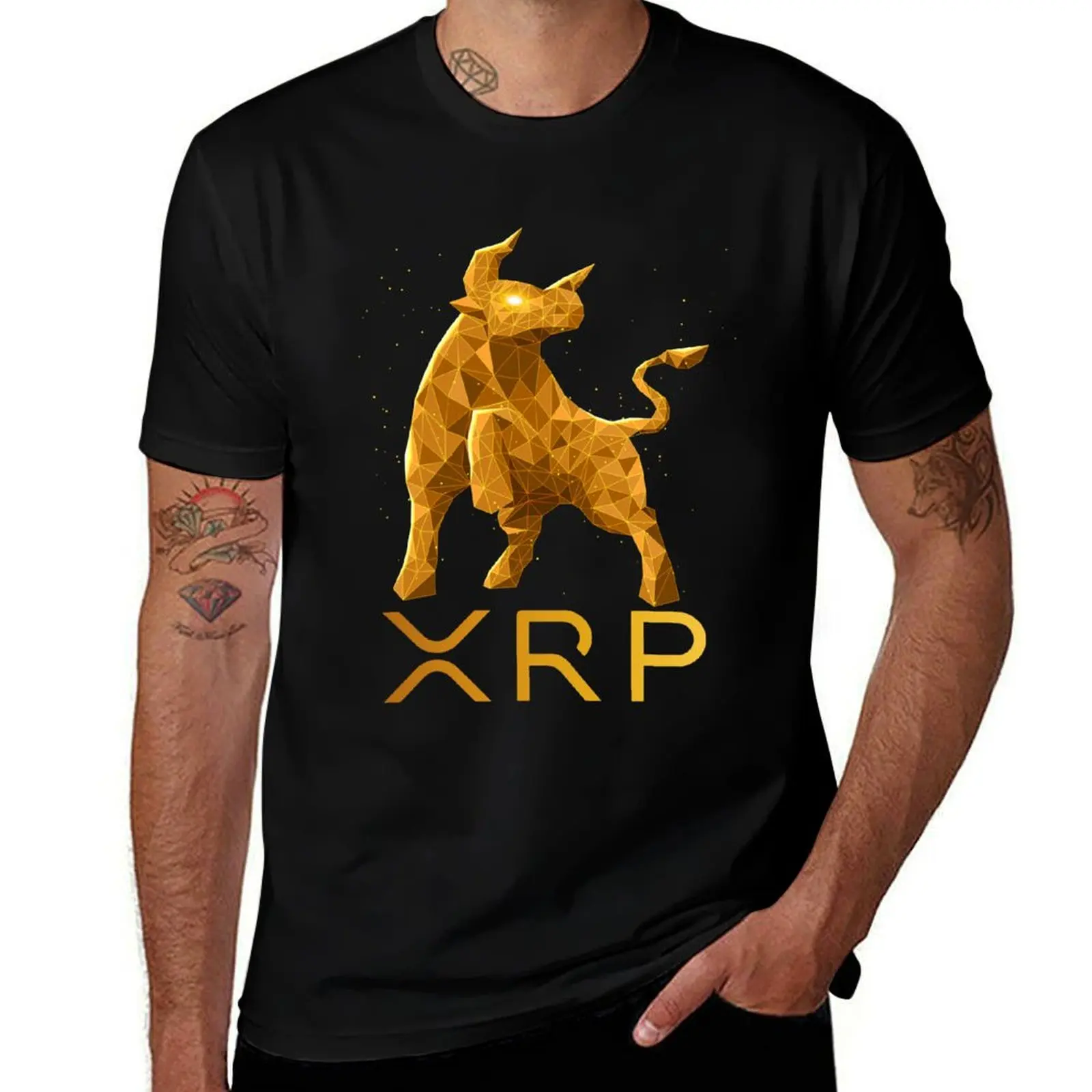 Bull Market Ripple XRP Coin To The Moon Crypto Token Cryptocurrency Blockchain Wallet T-Shirt Plus Size Basic Cotton T-Shirt