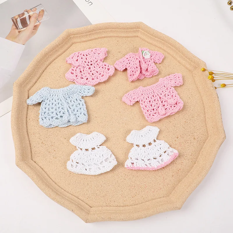 Handmade Mini Doll Crochet Sweater Dress Clothes For Dollhouse 1/12 Doll Accessories DIY Crafts Decorations