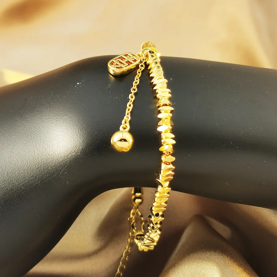 9999 Gold Lady's Attractive Jewelry Bracelet, Peaceful Pendant, Glittering Bracelet, Bracelet Jewelry