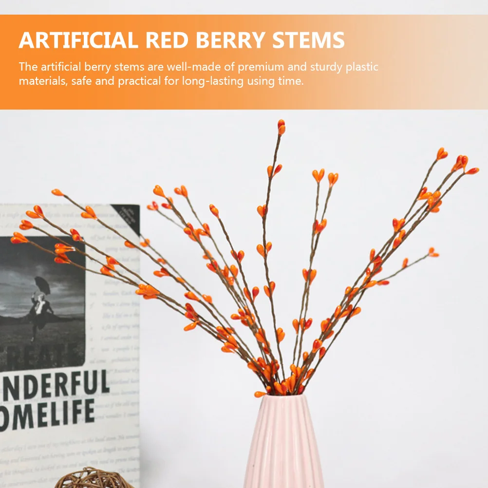 

5Pcs Simulation Berry Stems Lifelike Orange Christmas Decoration Fake Berry Picks for Xmas Tree Wreath Floral Arrangement