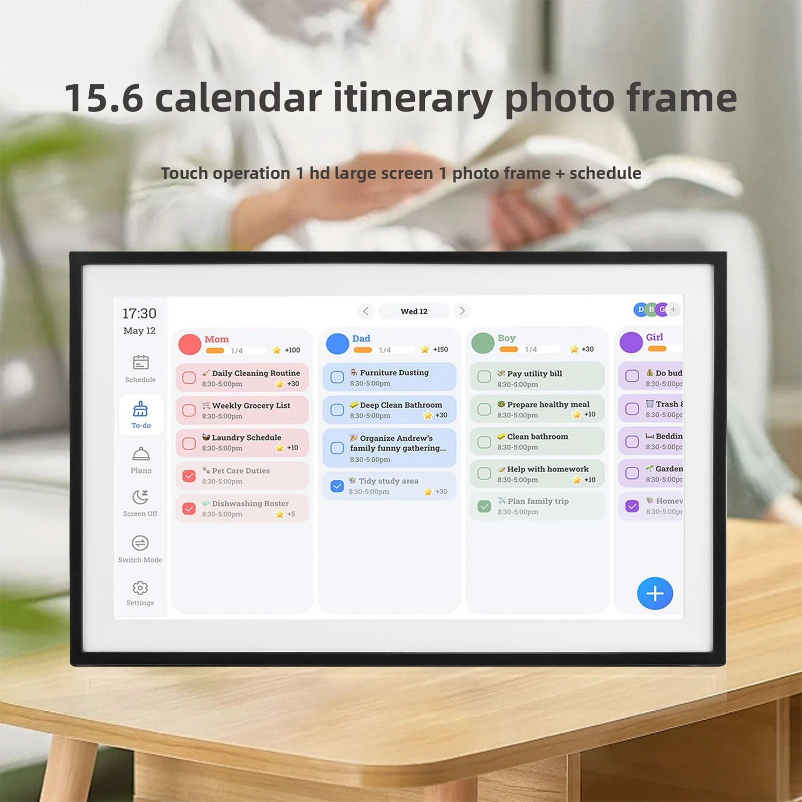 

1920x1080 Smart Digital Calendar Touchscreen 15.6 Inch WiFi Digital Picture Frame Family Calendar Planner with APP for Android