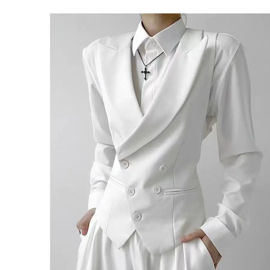 Damen Casual Anzüge Weste mit Reverskragen Business Weste Britischer Stil High-End Sense Gun Reverskragen Schlanke Weste