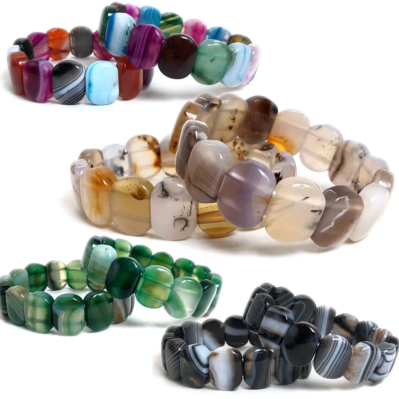 

Patterned agate Natural Square Hand Row Unisex Bracelet Fashion and Versatile jewelry sets all for 5 hryvnia