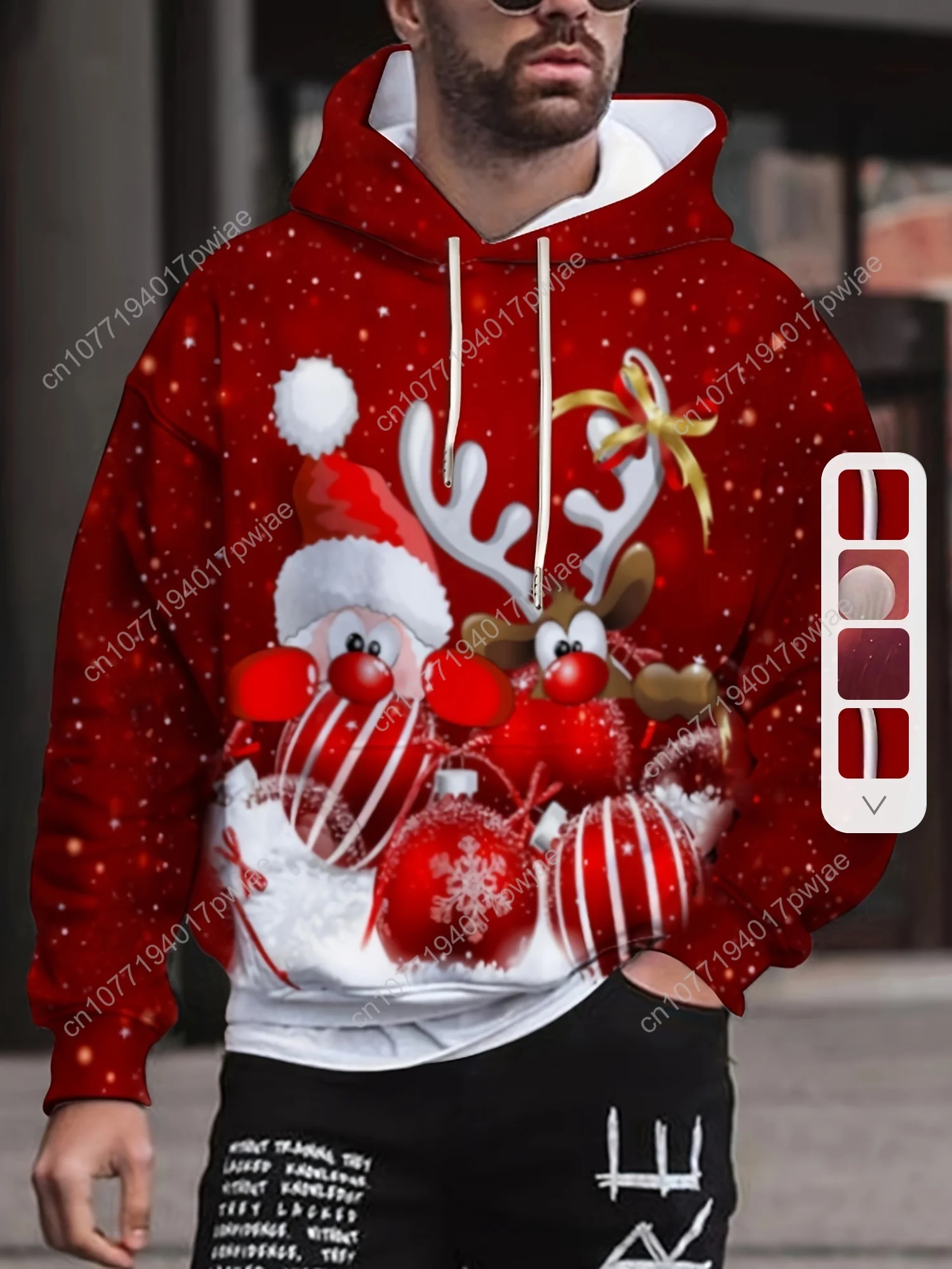 Divertente felpa con cappuccio con stampa natalizia di Babbo Natale, felpe con cappuccio cool da uomo, felpa con cappuccio pullover dal design grafico casual da uomo streetwear per