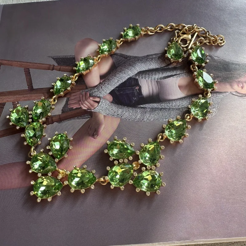 

Модные ювелирные изделия, элегантное кактусовое блестящее красочное стеклянное ожерелье с кристаллами, цепочка на ключицу для женщин, вечерние, свадебные