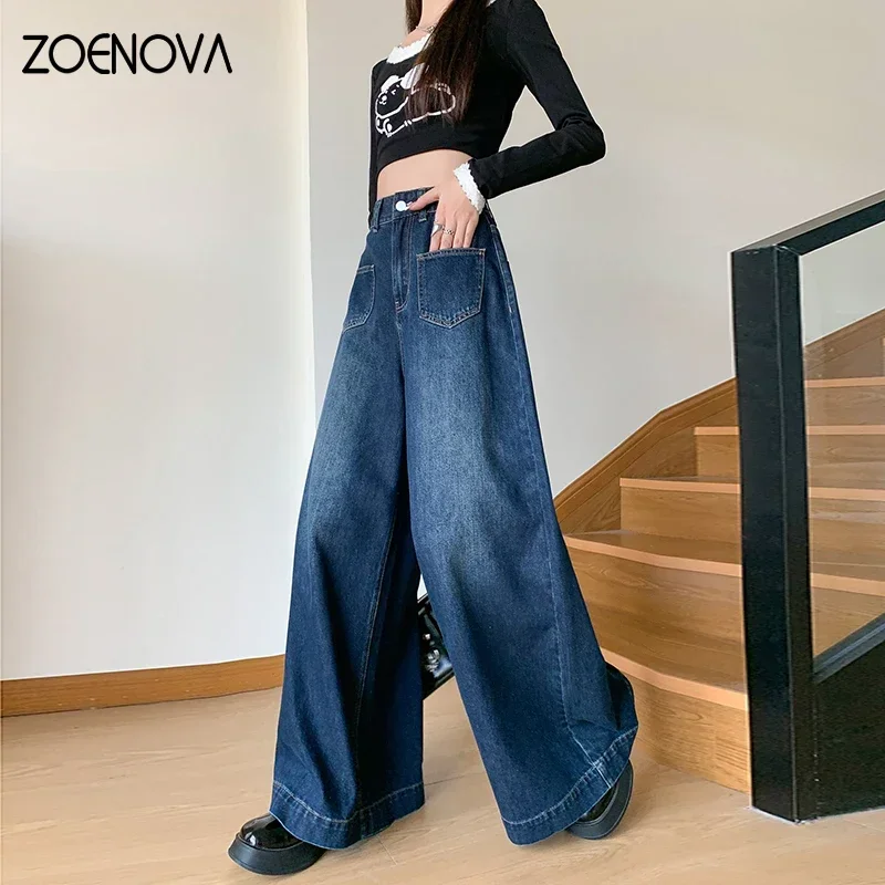 ZOENOVA Autumn New Baggy Oversize Jeans Women Casual Denim  Female Vintage Harem Trousers Bloomers 2023 Fashion Wide Leg Pants