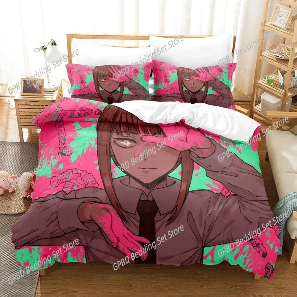 

3D Print Anime Chainsaw Man Makima Bedding Set Double Twin King Duvet Cover Comforter Pillowcase Boys Girls Adults Bedroom