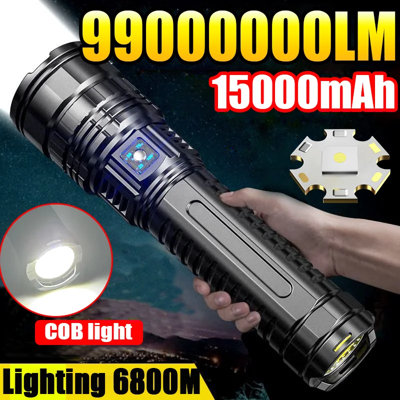 

99000000LM Most Powerful Flashlight High Power LED Flashlights Rechargeable Torch Zoomable Power Display For Camping Lantern