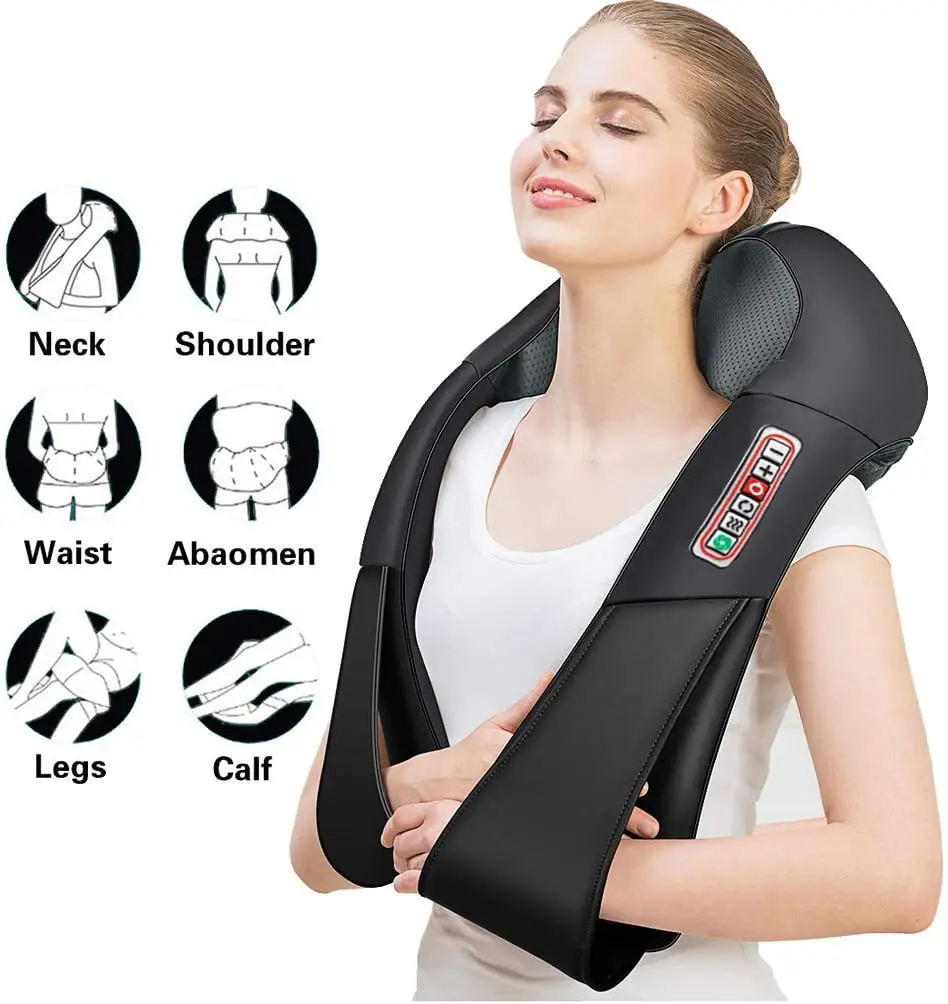 Electrical Massage shawl Car Home relax Back Neck Body infrared Heated Kneading Shoulder Shiatsu massager