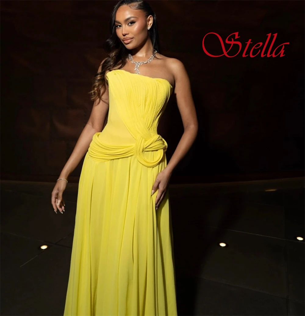 Robe de soirée personnalisée, Simple, sans bretelles, sans manches, en mousseline douce, robes de bal, tempérament froncé, robes d'occasion sur mesure