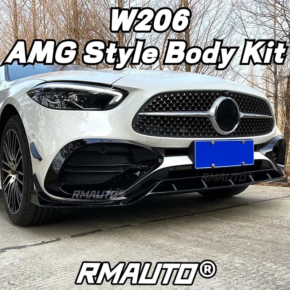 For Mercedes Benz W206 2022+ Front Lip AMG Style Body Kit Rear Spoiler Front Bumper Splitter Side Spoiler Blade Canards Apron