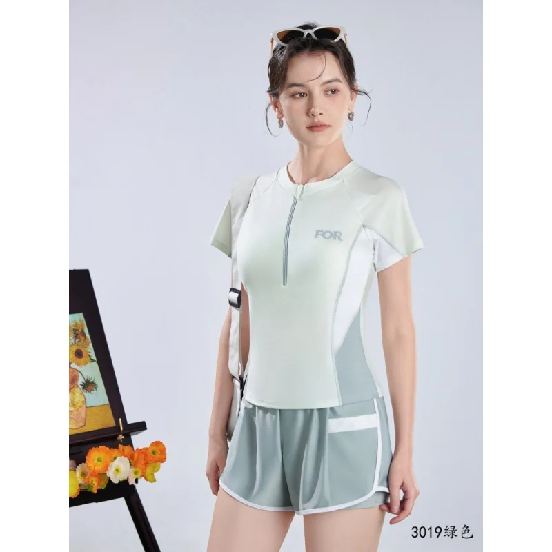 Minsu Women's Swimsuit Conservative Two-Piece 2025 New Hot Style High-End Slimming Tummy Covering Swimming Pool Professional Hot