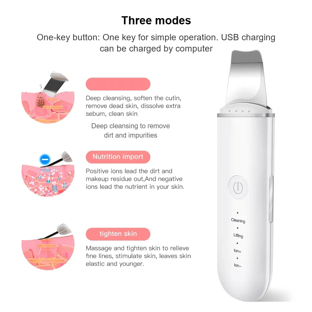 Mi Ultrasonic Skin Scrubber Vibration Face Spatula Blackhead Remover Shovel Clean Cavitation Peeling Facial Lifting skin care