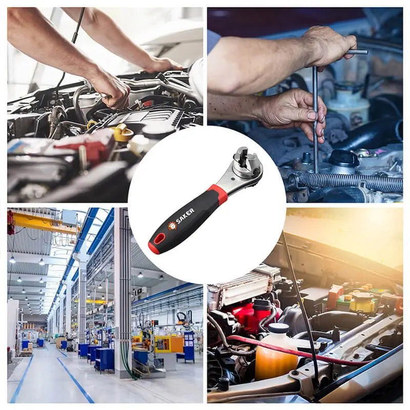 Saker Multifunctional Ratchet Wrench Quick Release Spanner Socket Drive Adjustable Non-Slip For Car Bicycle Repair Hand Tools