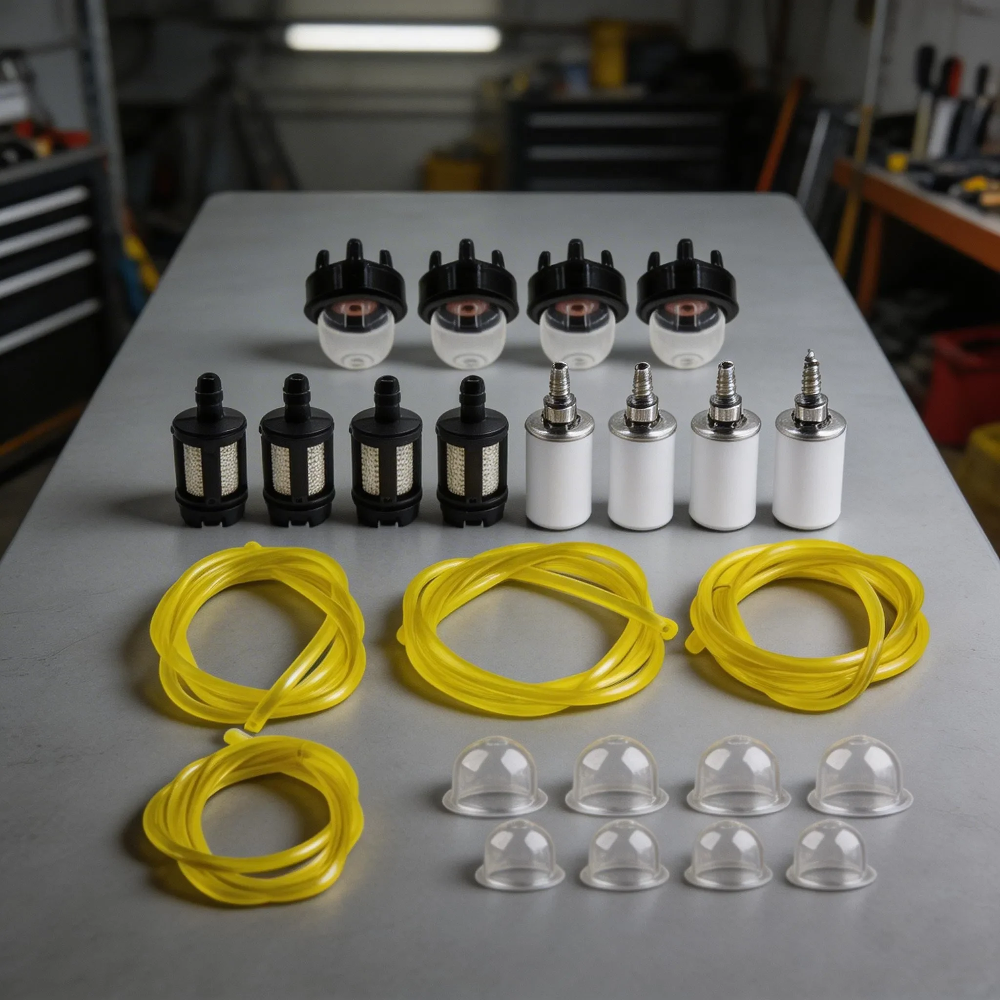 Yellow Fuel Line Tubing 4pcs 60cm With Fuel Filter  FOR PRIMER  Bulb Gardening Tools Planting Supplies Riego Por Goteo