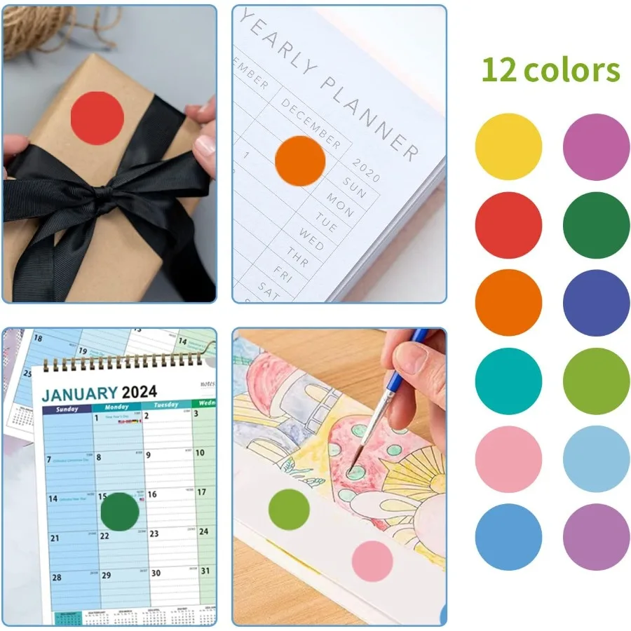 4200 قطعة 0.75 بوصة 12 لونًا ملصقات نقطية ملونة مستديرة للأطفال الصغار أوراق تعليمية ملصقات ترميز ملونة للمكتب والطلاب #5