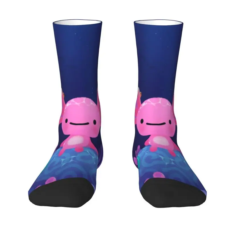 

Модные носки с изображением кораллового аксолотля для женщин и мужчин, теплые носки с 3D принтом саламандры и животных, спортивные футбольные носки для экипажа